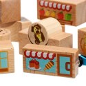 Kolorowe klocki drewniane - Miasto - 15 elementów