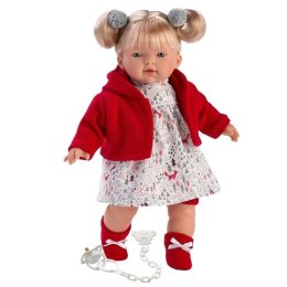 Hiszpańska lalka dziewczynka Aitana w czerwonym sweterku - płacze 33cm