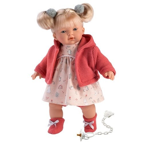 Hiszpańska lalka dziewczynka Aitana w sweterku z kapturem - płacze 33cm Hiszpańska lalka dziewczynka Aitana w sweterku z kapturem - płacze 33cm