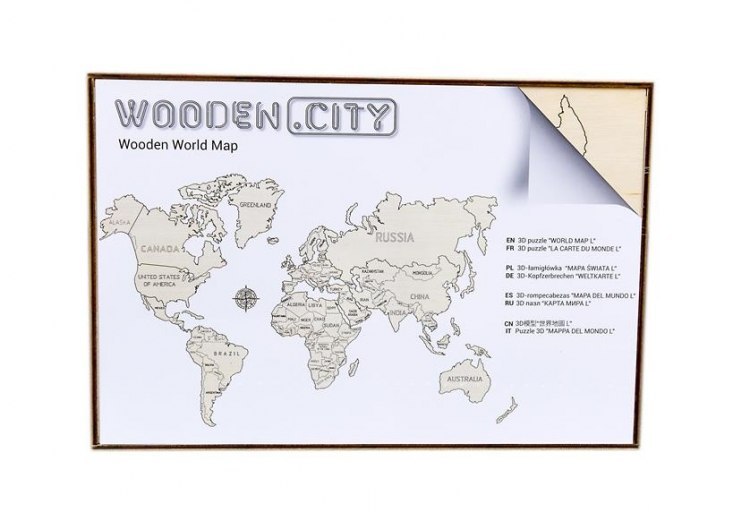 Drewniane puzzle 3D Wooden.City - Mapa Świata L Drewniane puzzle 3D Wooden.City - Mapa Świata L