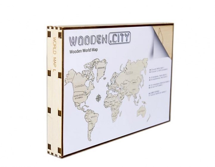 Drewniane puzzle 3D Wooden.City - Mapa Świata L Drewniane puzzle 3D Wooden.City - Mapa Świata L