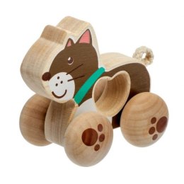 Drewniany kotek na kółkach