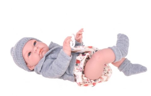 Hiszpańska lalka bobas chłopiec John w szarym sweterku - 45cm Hiszpańska lalka bobas chłopiec John w szarym sweterku - 45cm