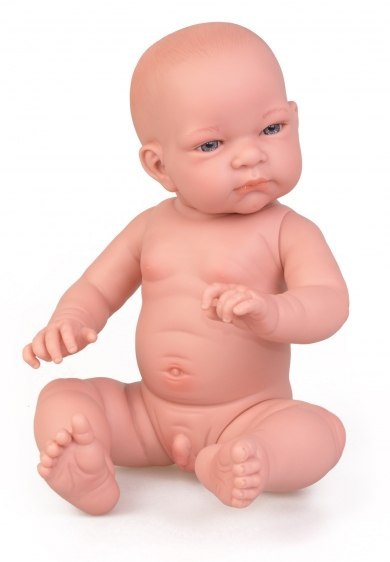 Hiszpańska lalka bobas chłopiec John w szarym sweterku - 45cm Hiszpańska lalka bobas chłopiec John w szarym sweterku - 45cm