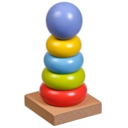 Kolorowa, drewniana układanka dla dziecka - wieża