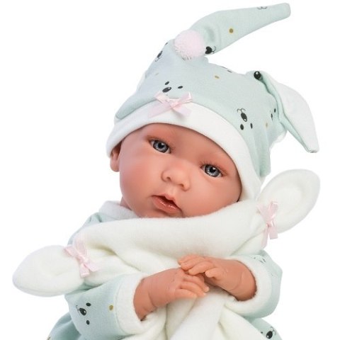 Hiszpańska lalka bobas dziewczynka Mimi z becikiem - płacze 42cm Hiszpańska lalka bobas dziewczynka Mimi z becikiem - płacze 42cm