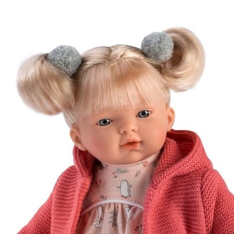 Hiszpańska lalka dziewczynka Aitana w sweterku z kapturem - płacze 33cm Hiszpańska lalka dziewczynka Aitana w sweterku z kapturem - płacze 33cm