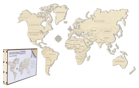 Drewniane puzzle 3D Wooden.City - Mapa Świata L Drewniane puzzle 3D Wooden.City - Mapa Świata L