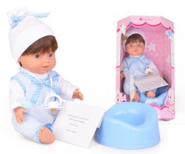 Hiszpańska lalka bobas dziewczynka Pipi z nocniczkiem - 30cm niebieska